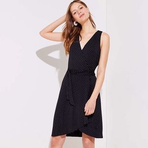 Loft polka dot sleeveless wrap dress